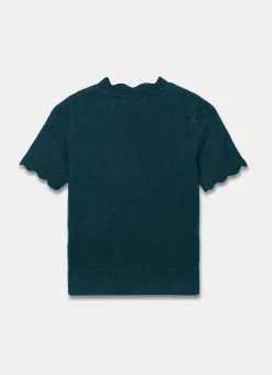 Teal Scallop Knit Top
