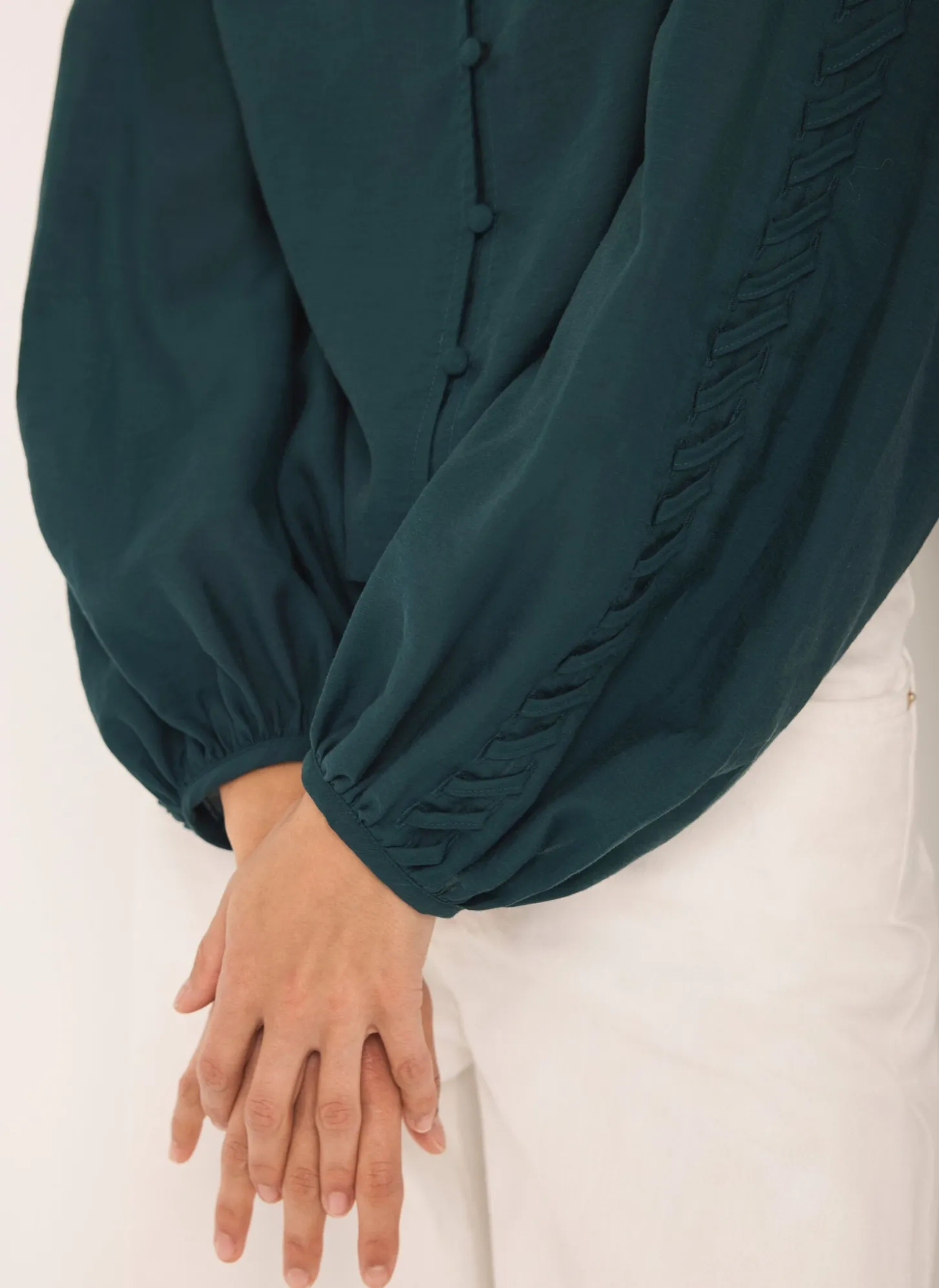 Teal Whipstitch Detail Blouse