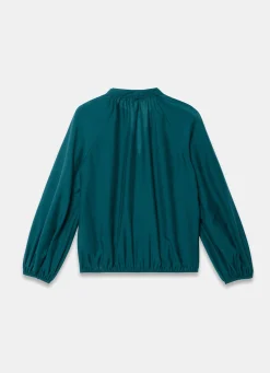 Teal Whipstitch Detail Blouse