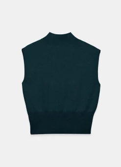 Teal Wool Blend Sleeveless Knit Top