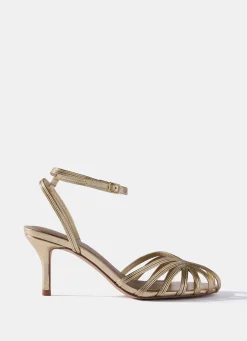 Tess Gold Leather Strappy Heels