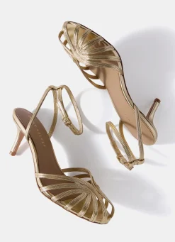 Tess Gold Leather Strappy Heels