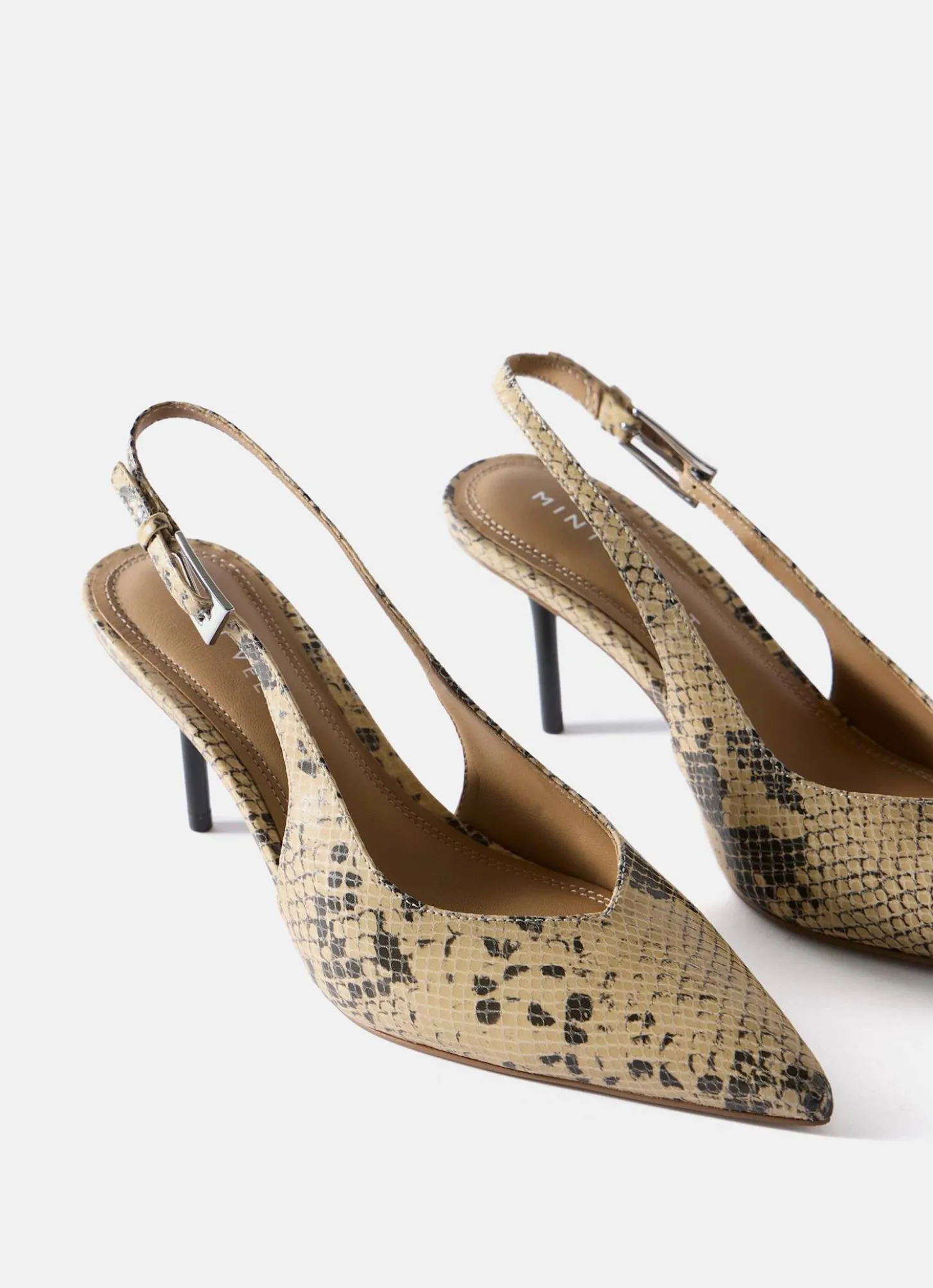 Tori Neutral Snake Print Leather Heels
