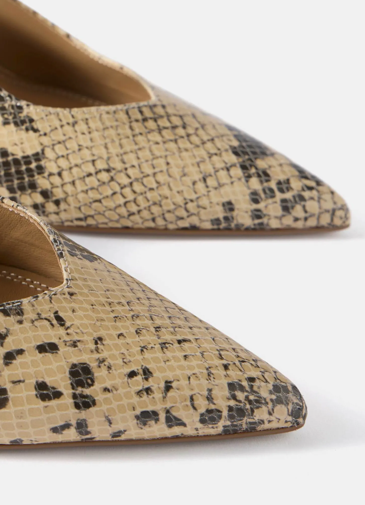 Tori Neutral Snake Print Leather Heels