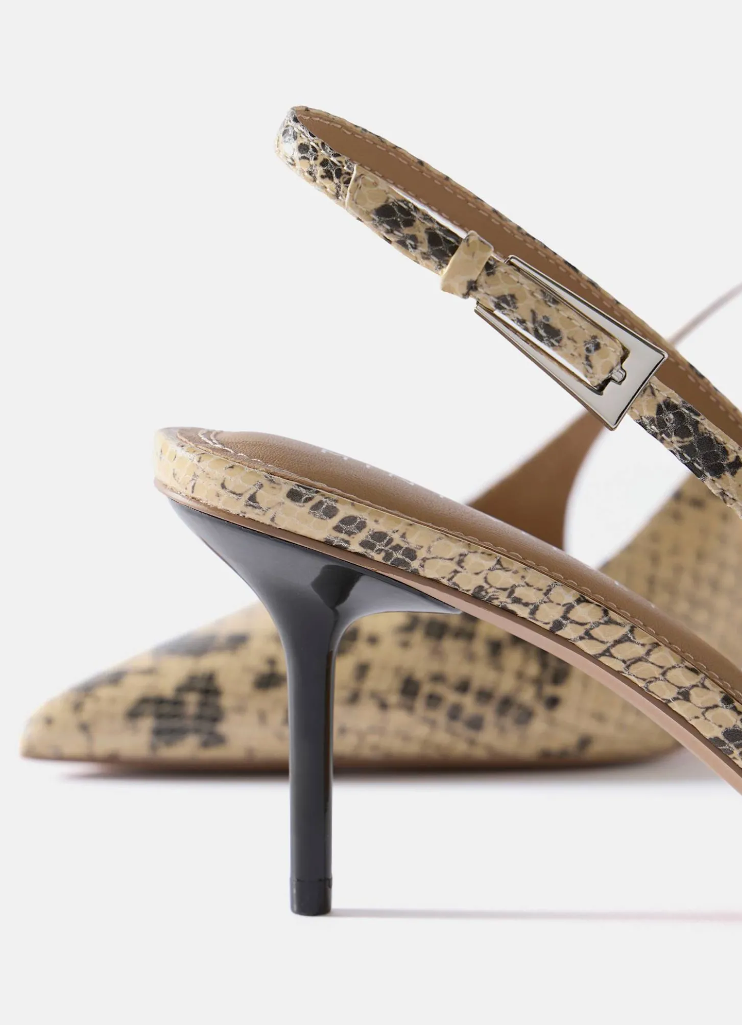 Tori Neutral Snake Print Leather Heels