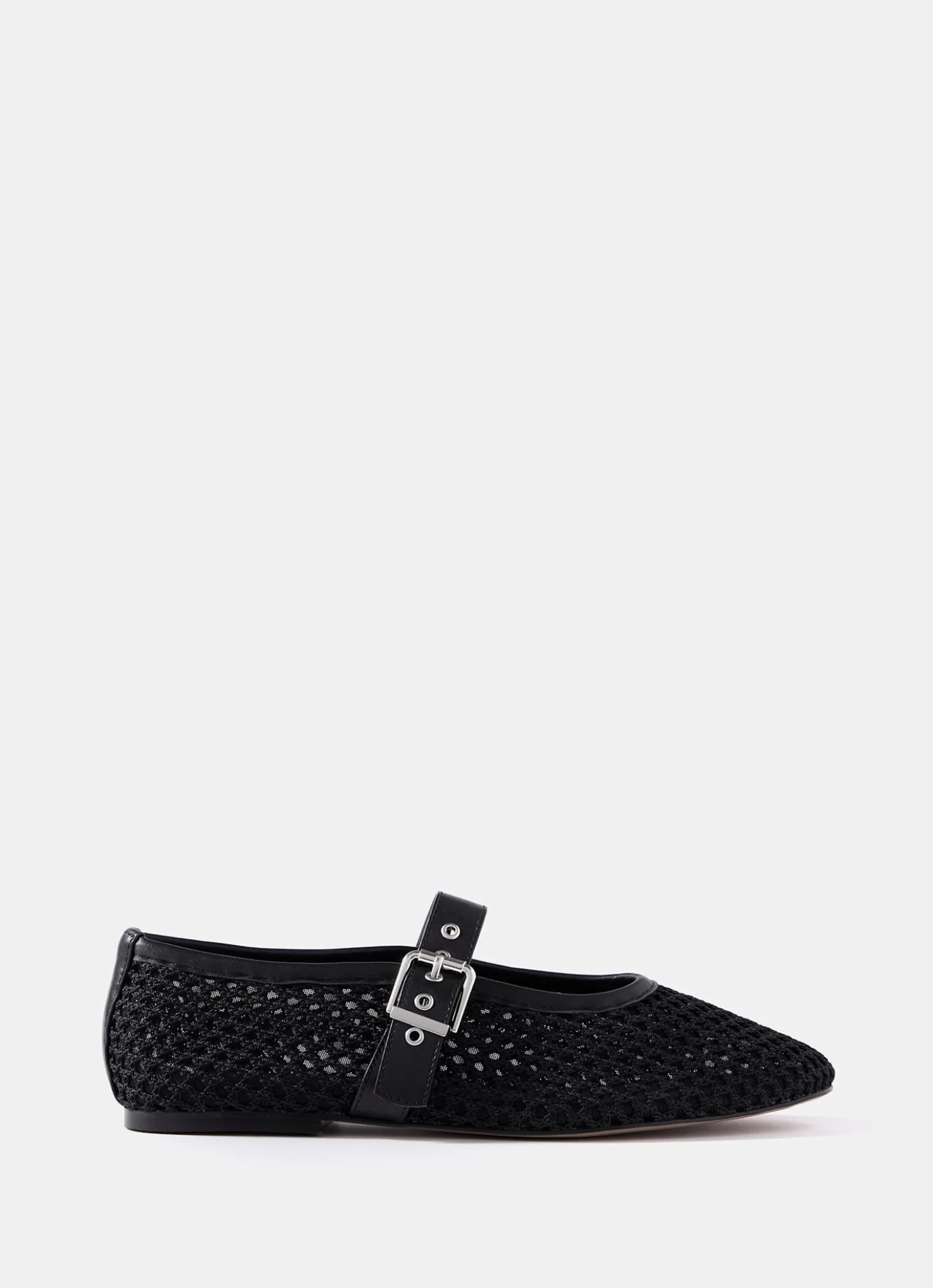 Trixie Black Mesh Ballet Flat Pumps