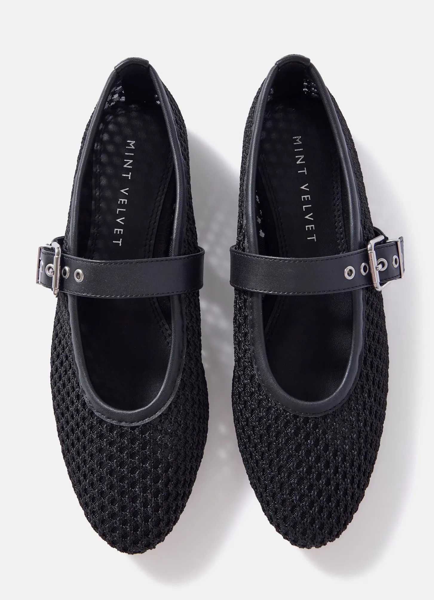 Trixie Black Mesh Ballet Flat Pumps