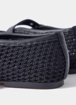 Trixie Black Mesh Ballet Flat Pumps