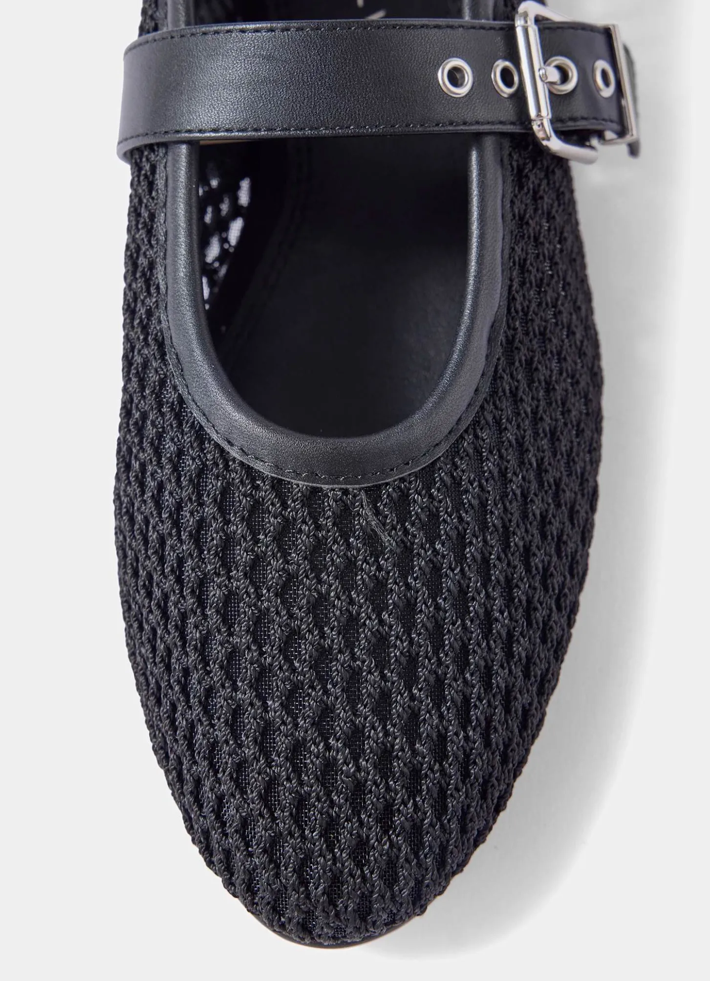Trixie Black Mesh Ballet Flat Pumps
