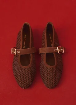 Trixie Brown Mesh Ballet Flat Pumps