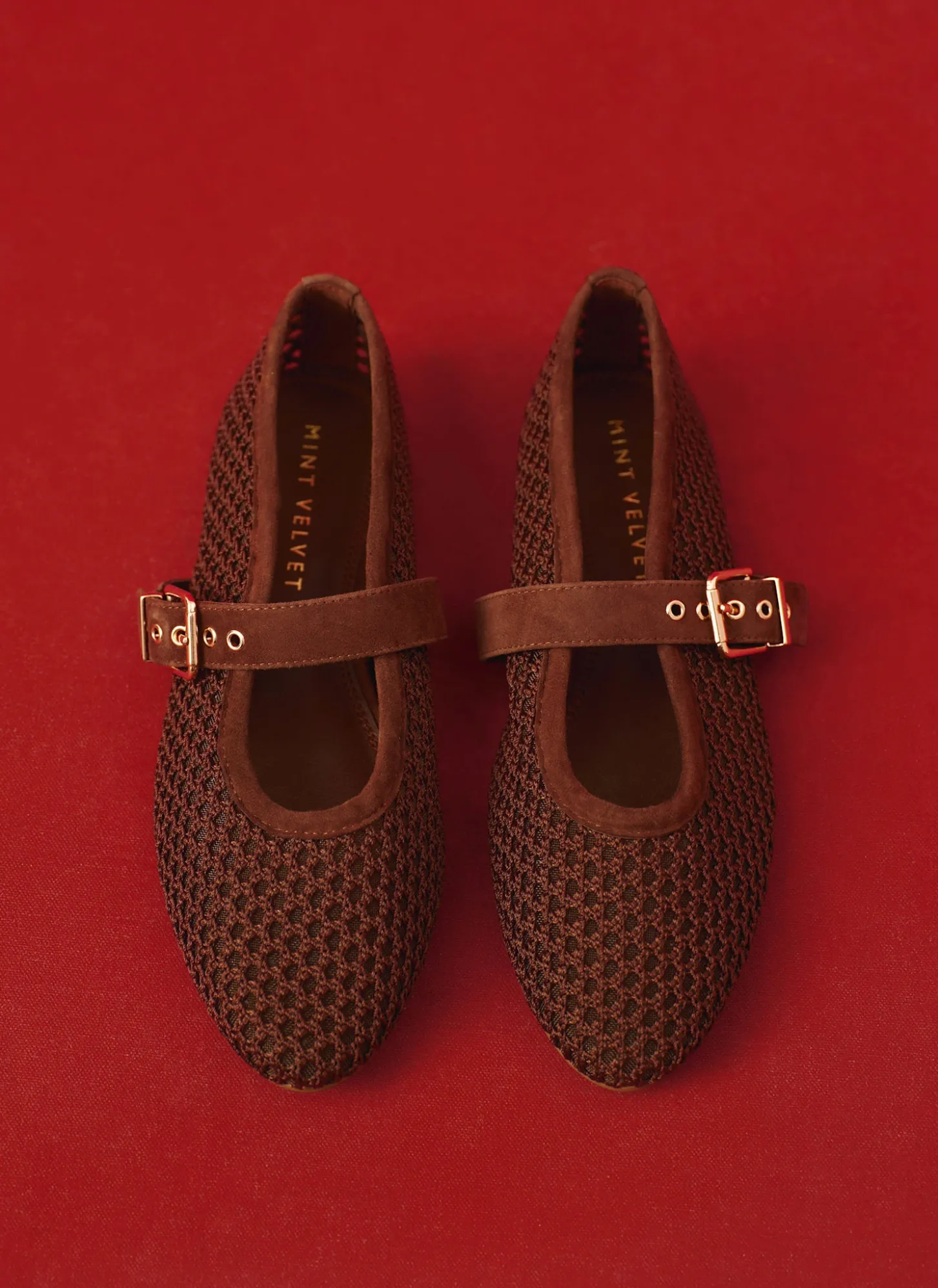 Trixie Brown Mesh Ballet Flat Pumps
