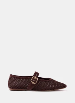 Trixie Brown Mesh Ballet Flat Pumps
