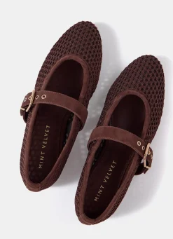 Trixie Brown Mesh Ballet Flat Pumps