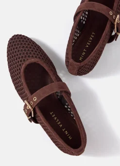 Trixie Brown Mesh Ballet Flat Pumps