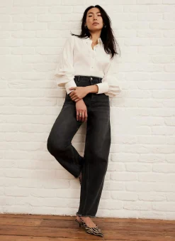 Washed Black Barrel Leg Jeans