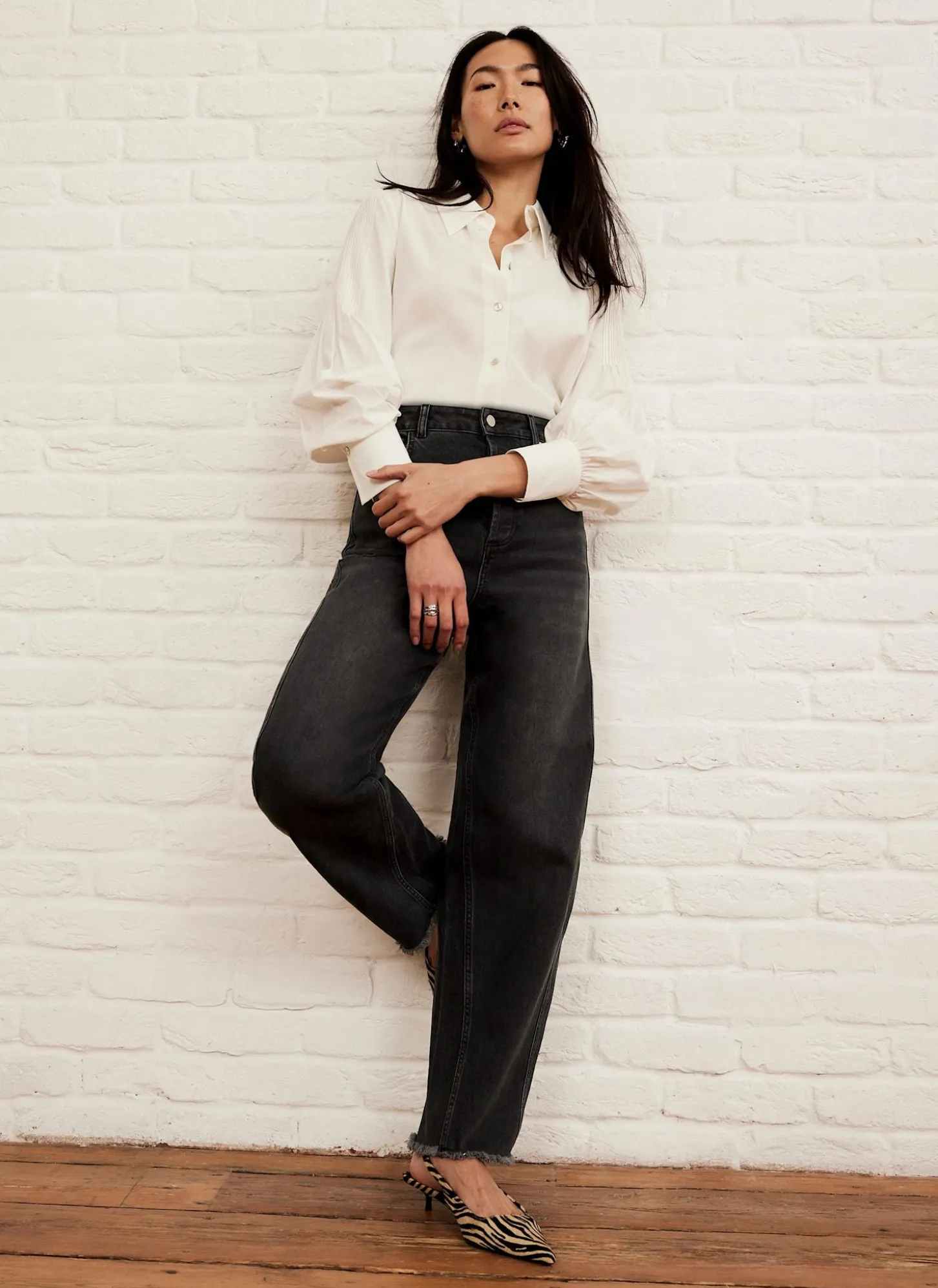 Washed Black Barrel Leg Jeans