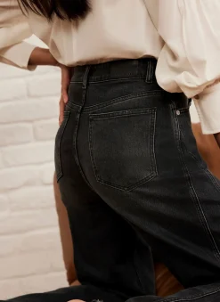 Washed Black Barrel Leg Jeans