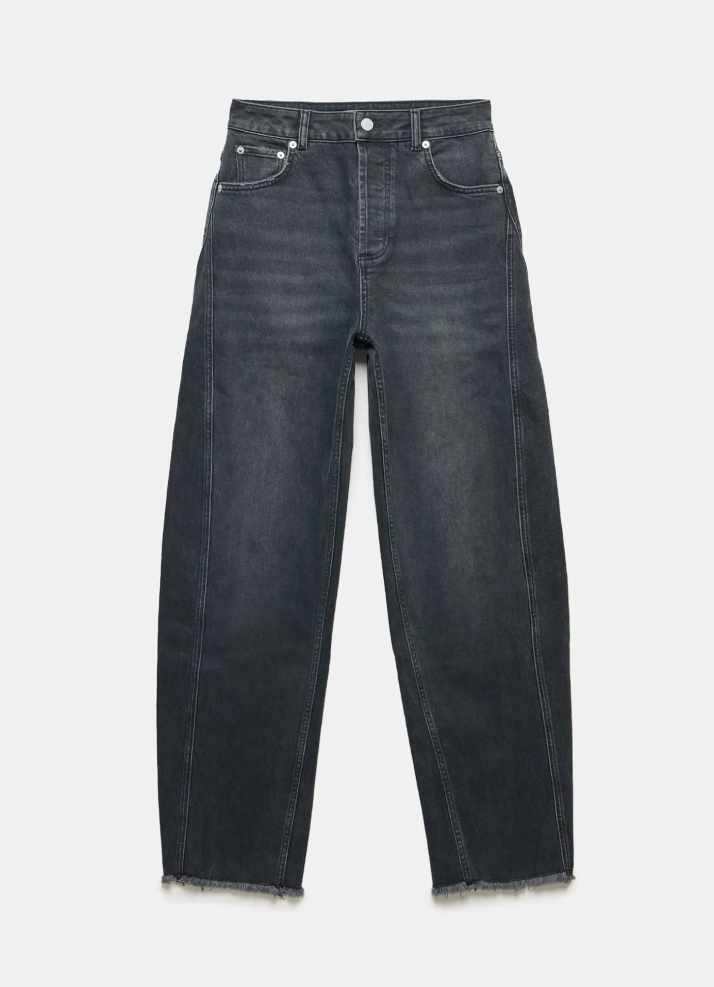 Washed Black Barrel Leg Jeans