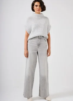 Washed Grey Wide Jeans