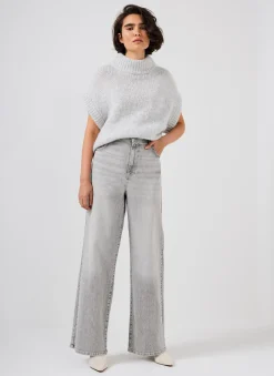 Washed Grey Wide Jeans