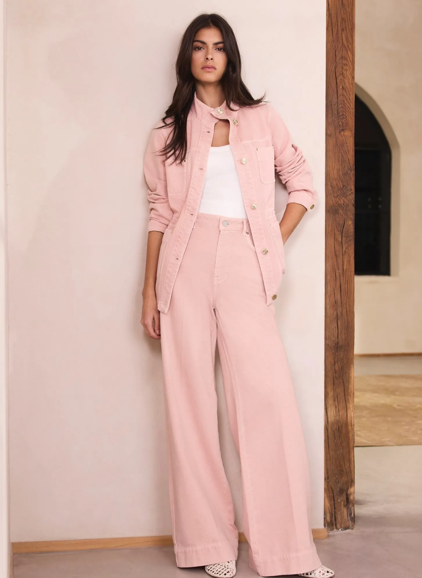Washed Pink Wide Jeans