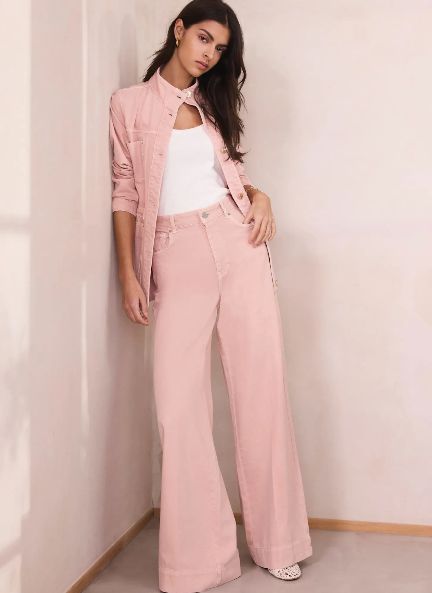 Washed Pink Wide Jeans