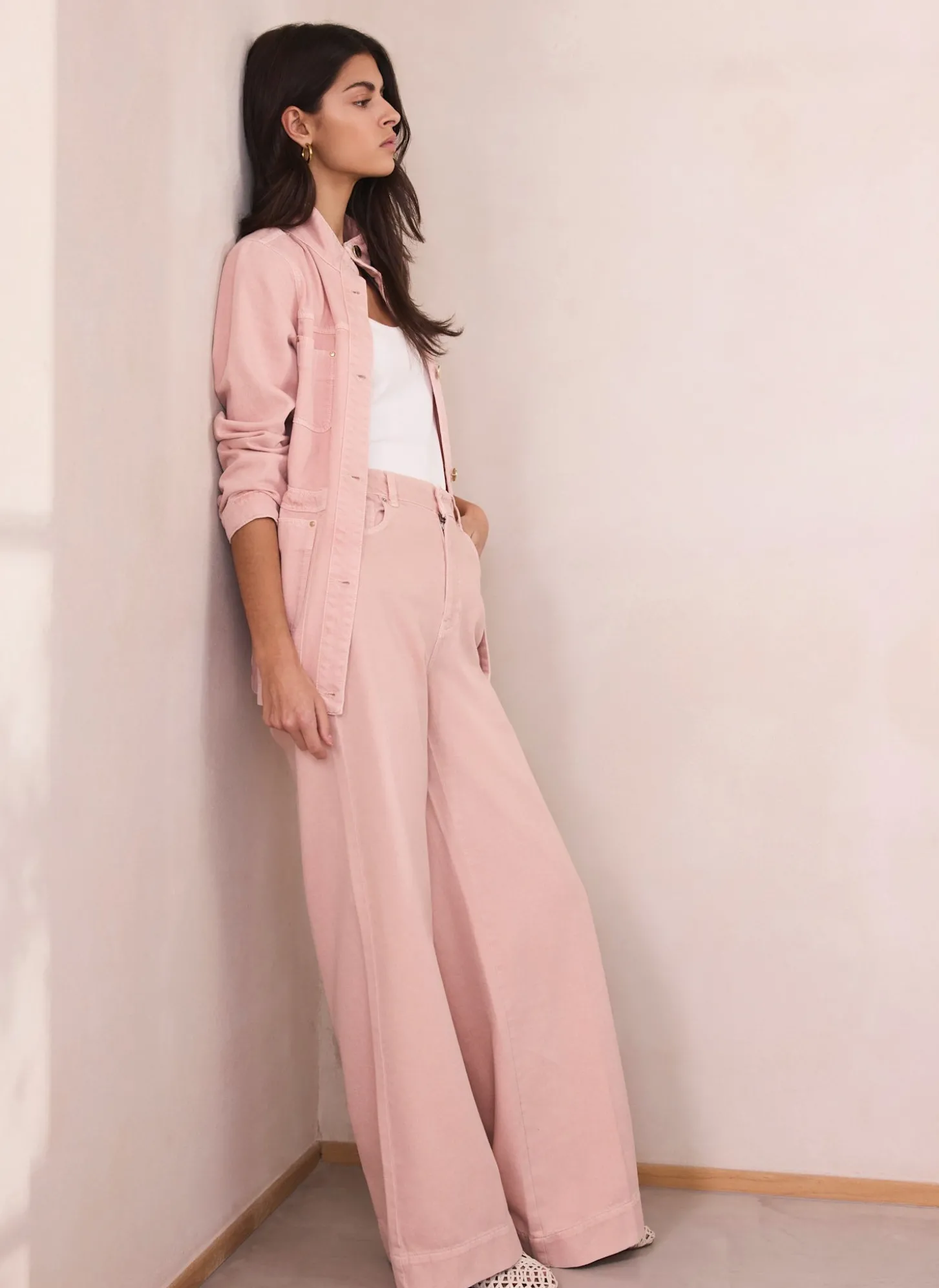 Washed Pink Wide Jeans