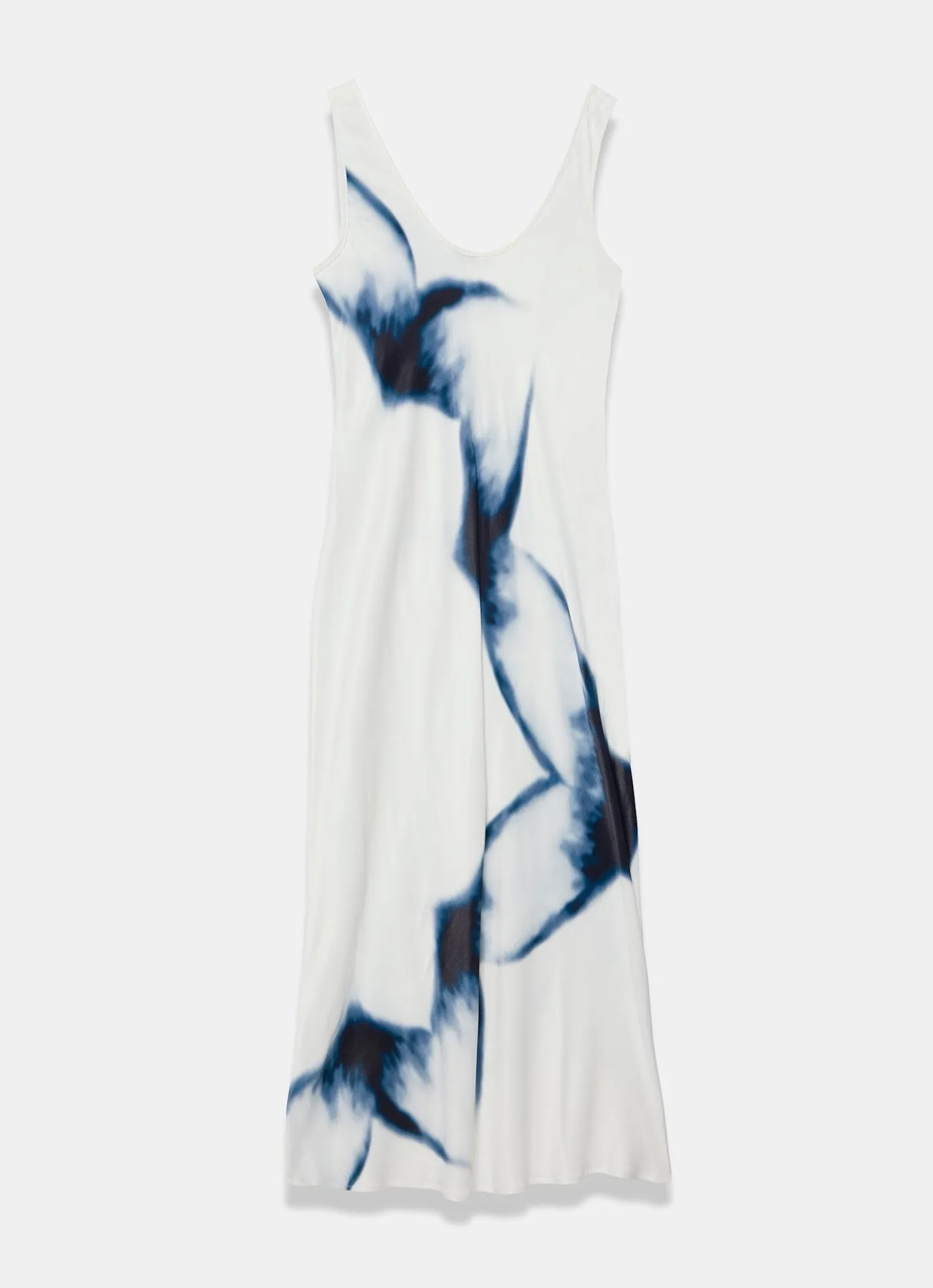 White Abstract Print Midi Dress