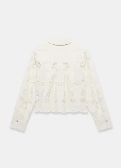 White Broderie Cropped Shirt