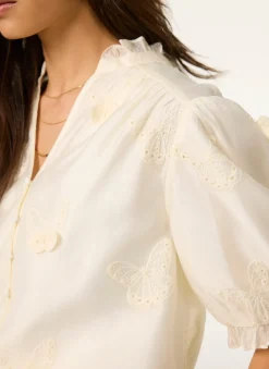 White Butterfly Detail Blouse