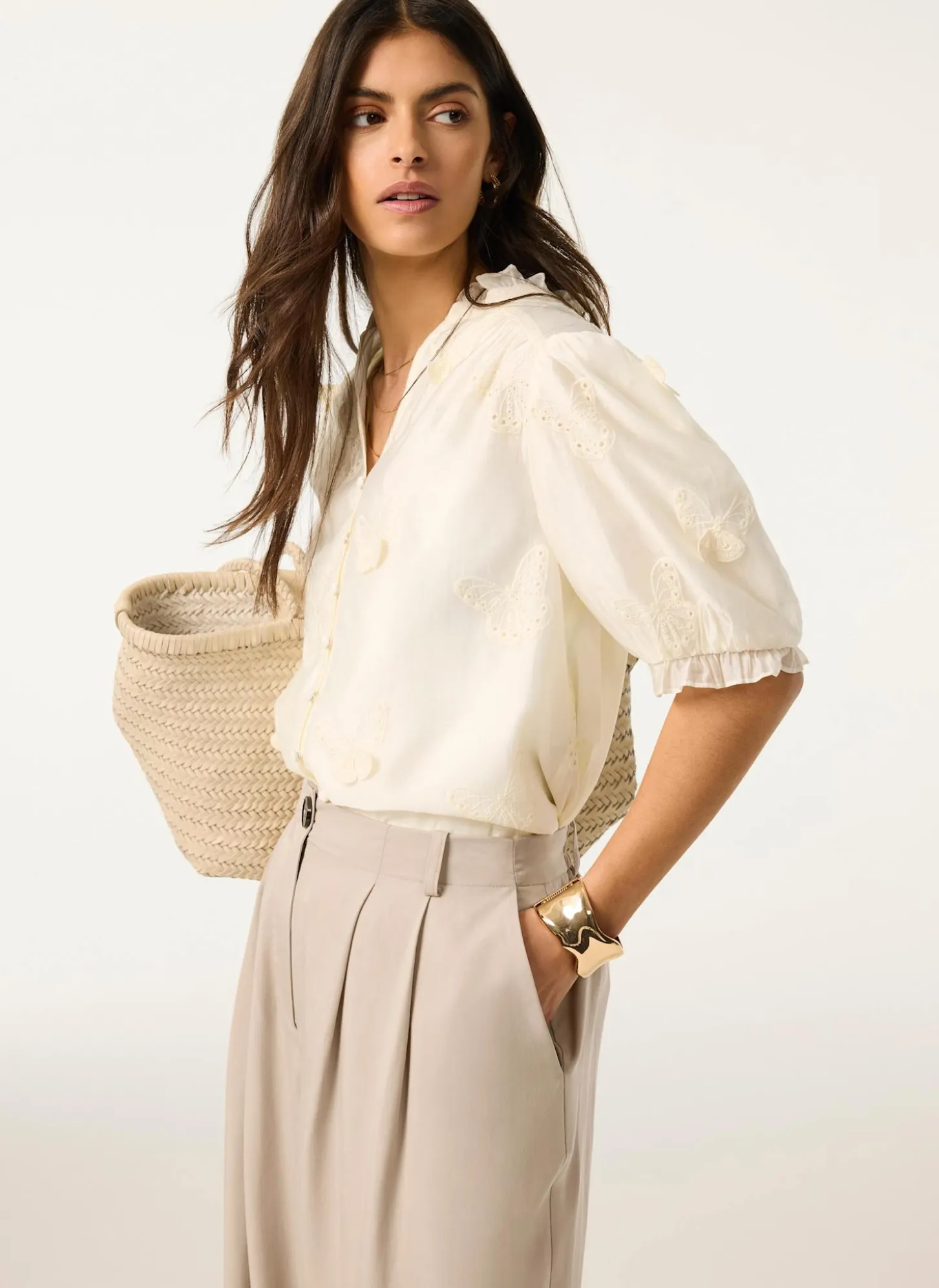 White Butterfly Detail Blouse