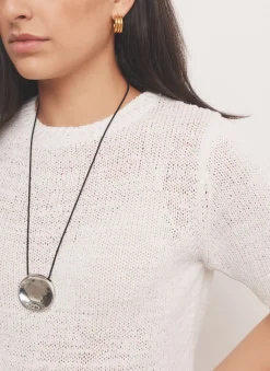 White Cotton Blend Knit Top