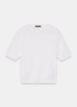 White Cotton Blend Knit Top
