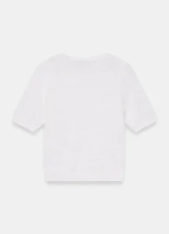 White Cotton Blend Knit Top