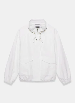 White Cotton Blend Technical Jacket