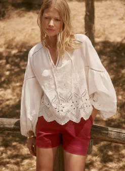 White Cotton Broderie Blouse