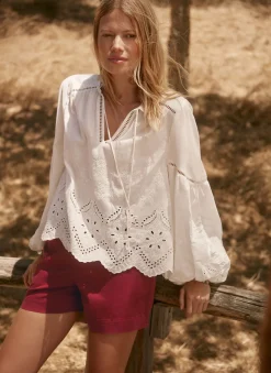 White Cotton Broderie Blouse