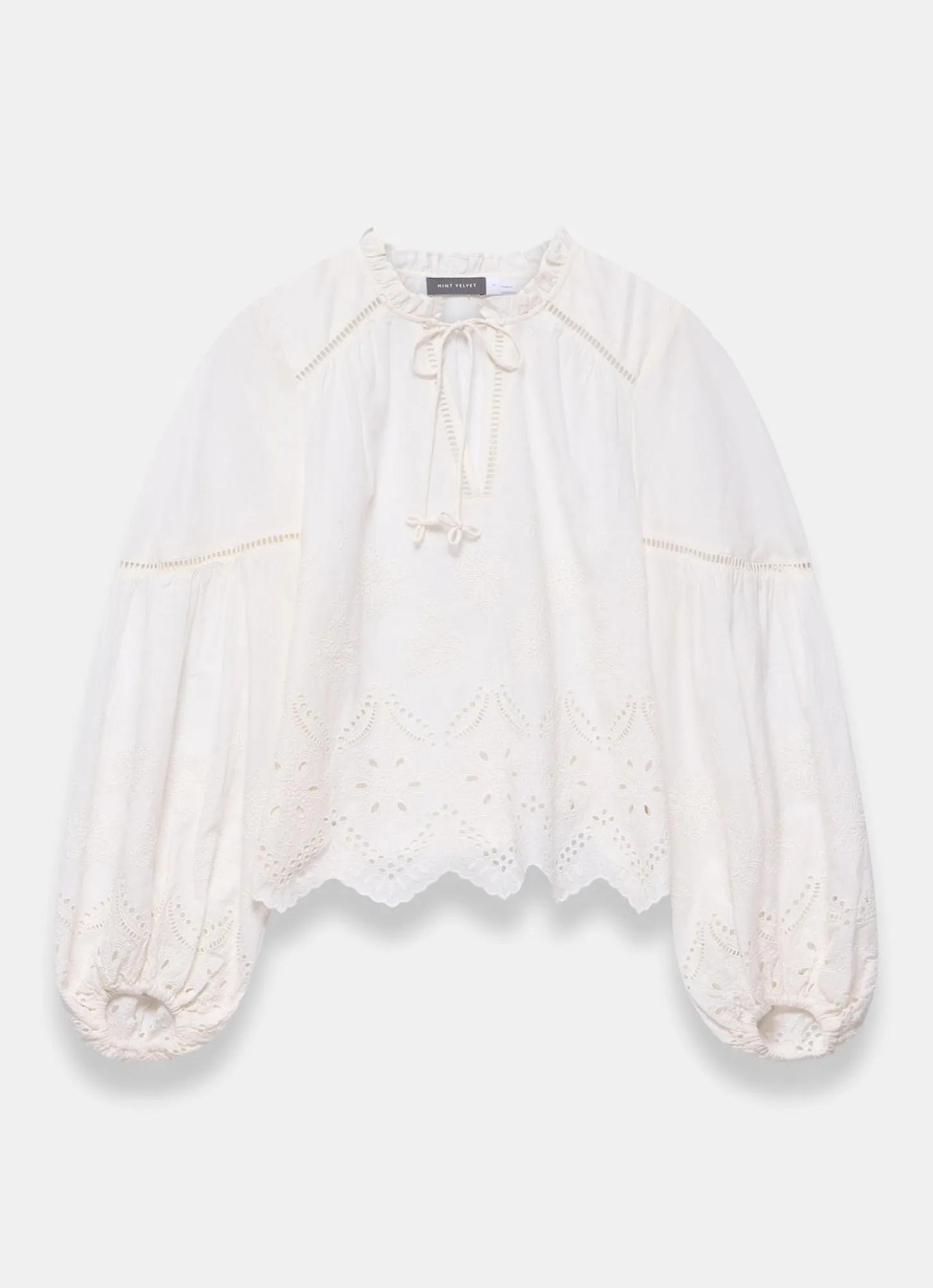White Cotton Broderie Blouse