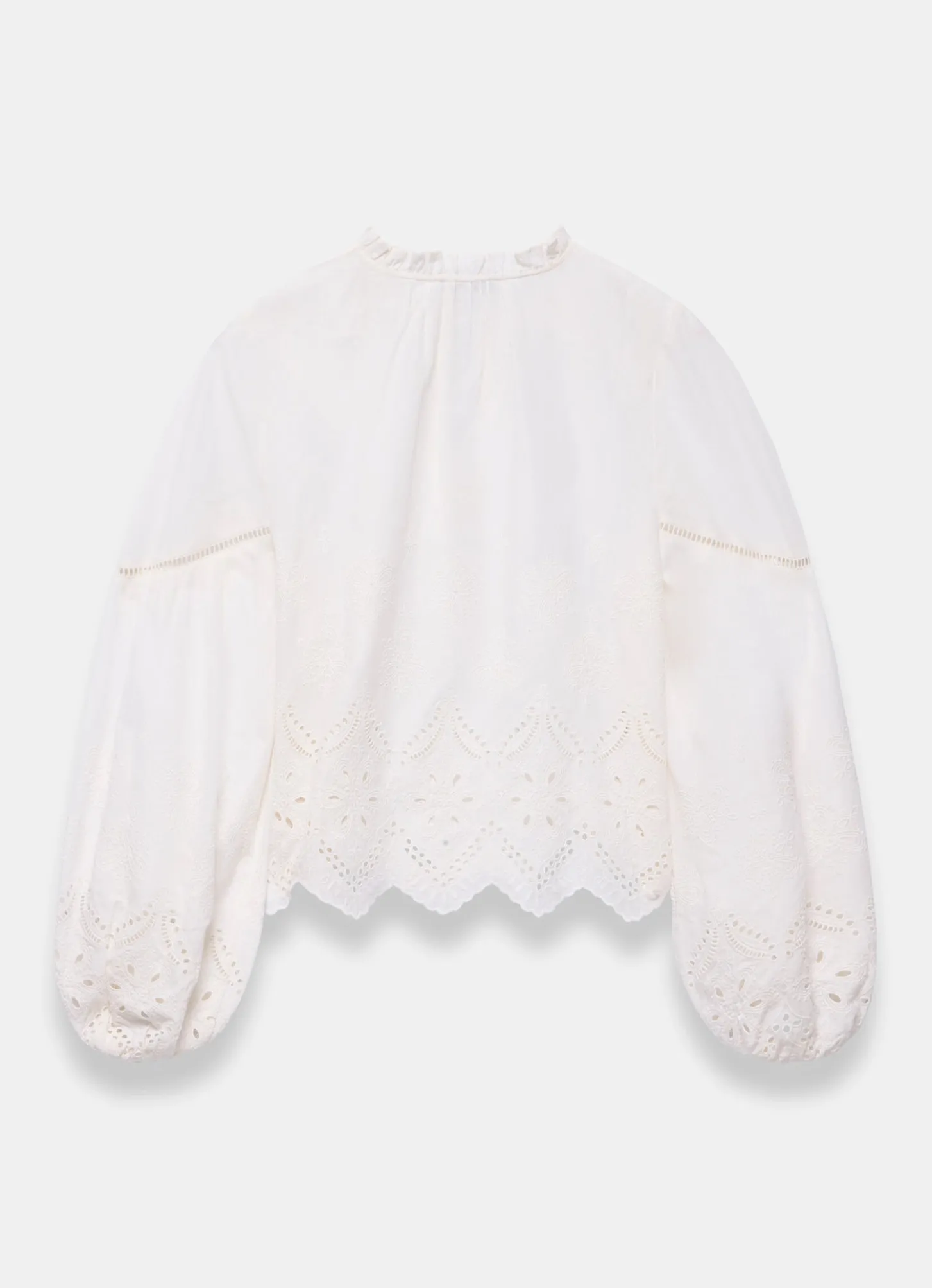 White Cotton Broderie Blouse
