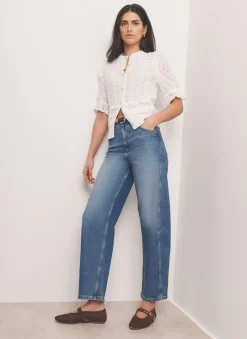 White Cotton Broderie Knit Top