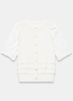 White Cotton Broderie Knit Top