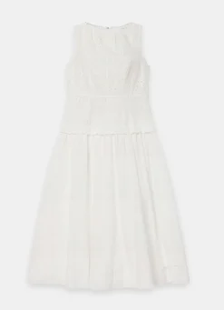 White Cotton Broderie Midi Dress