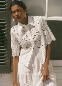 White Cotton Broderie Shirt