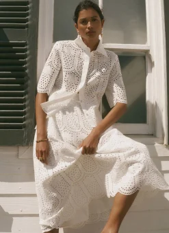 White Cotton Broderie Shirt