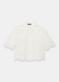 White Cotton Broderie Shirt