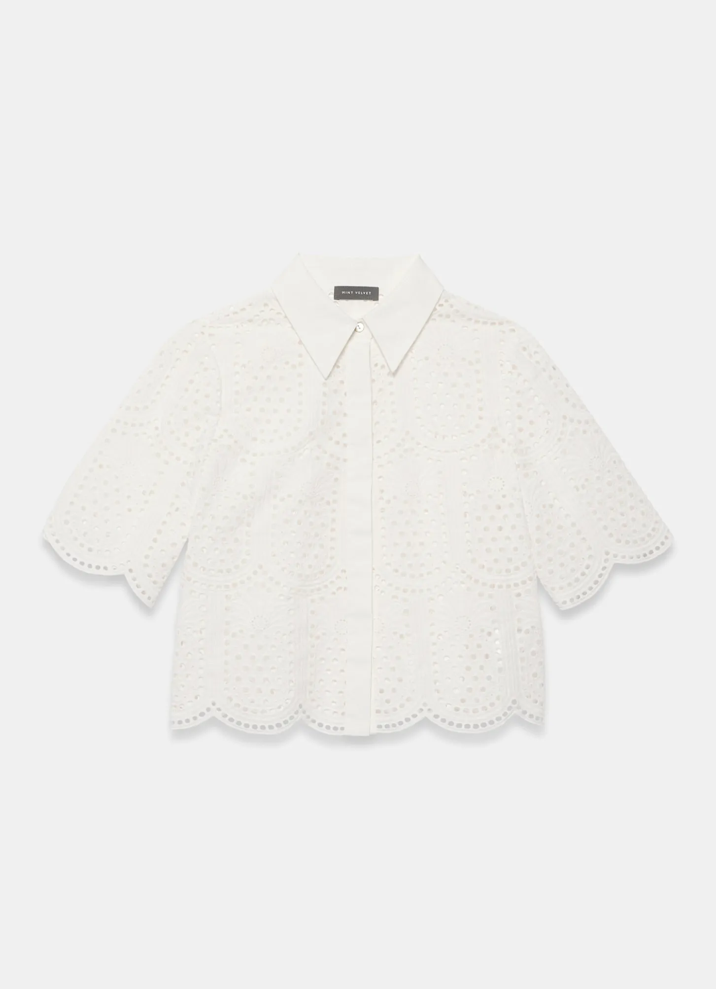 White Cotton Broderie Shirt