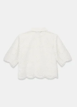 White Cotton Broderie Shirt