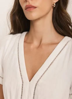 White Cotton Cheesecloth Midi Dress