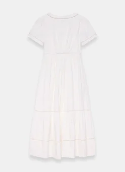 White Cotton Cheesecloth Midi Dress