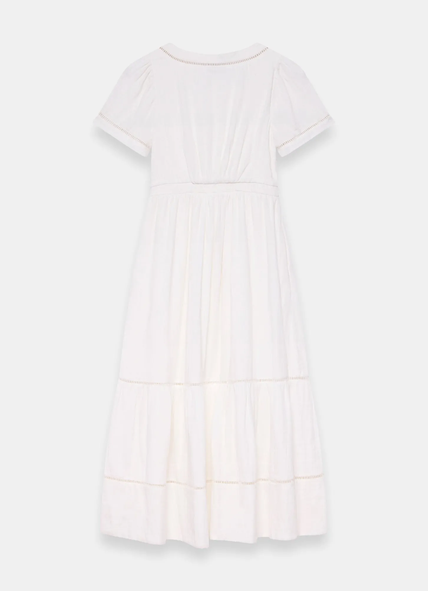 White Cotton Cheesecloth Midi Dress